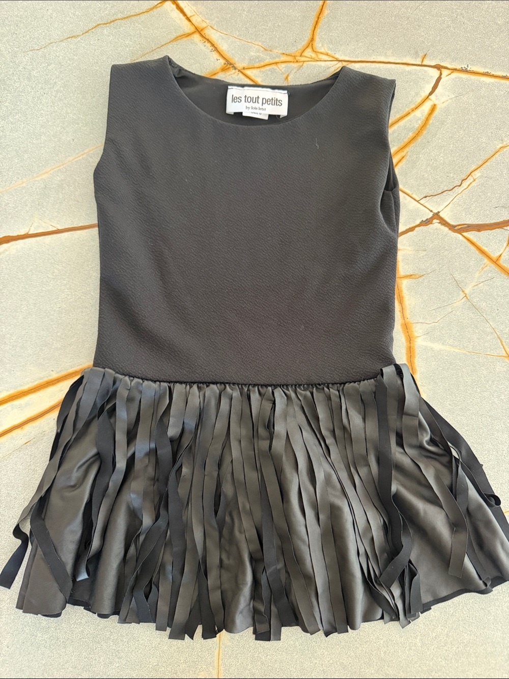 les tout petits Black Sleeveless Fringe Tunic